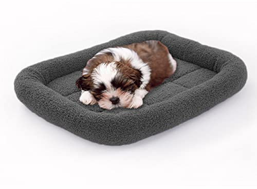 Hundebett, mittelgroßes, weiches Fleece-Haustierkissen, Lammwolle, Hundekissen, beruhigender Katzenschlafkorb, rutschfest, Hundebett für Hunde, Katzen, Welpen (70 x 55 cm, L, Dunkelgrau)