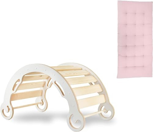 Need Sleep Leo Kletterbogen mit Kissen für Kinder 42x75x42cm - Klettergerüst Indoor ab 1 Jahr MDF| Kinderwippe Holz Wippe Montessori Spielbogen Holzspielzeug | Klettern Balance Kinder (M)
