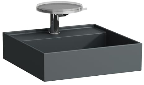 LAUFEN Kartell Aufsatzwaschtisch, 2 Hahnlöcher, ohne Überlauf, 460x460mm, H8183317588151, Farbe: Graphit matt