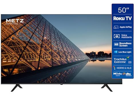 Metz Smart TV 50 inch HD Roku TV MRD6000 Series Television with HDR10 Direct LED Dolby Digital Voice Control