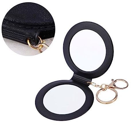 minkissy Miroir Pliable Compact pour à Main, Miroir Double Face, Miroir Double Face, Petit Miroir pour à Main, Pendentif Miroir de, Porte-clés Miroir Pliable Noir pour à Main