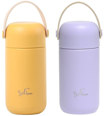 Yerbam Mini-Becher, Edelstahl, vakuumisoliert, doppelwandig, klein, BPA-frei, auslaufsicher, 156 ml (Gelb)