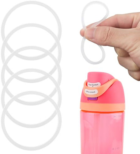 6 Pack Water Bottle Gasket Replacement for Owala FreeSip, Silicone Lid Seal O Ring Sealing Gaskets Replacement Parts Accessories Compatible with Owala Stainless Steel Cup (Clear)