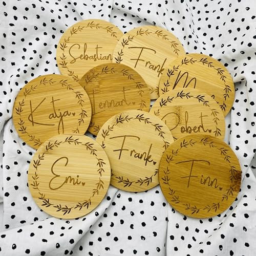 personalisierter Untersetzer aus Bambus | individuelles Geschenk zur Hochzeit oder zum Geburtstag | Jubiläum der Firm