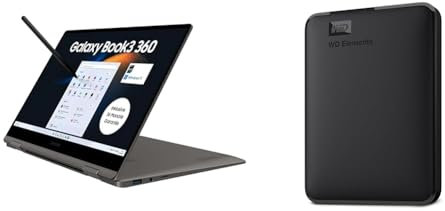 Samsung Galaxy Book3 360 Laptop & WD Elements Portable Externe Festplatte 4 TB Schwarz