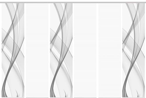 VISION S PACOLIA Schiebegardine, halbtransparente, 260x60 cm, grau, Wellenmotiv, Farbe:grau, Größe:260 x 60 cm, Anzahl:6er Set (3X, 3X)