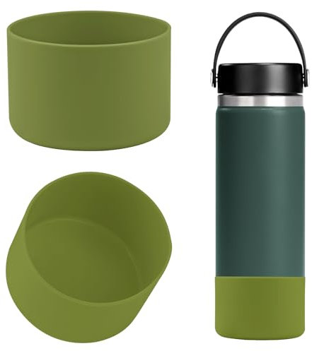 Linkidea 2 Pack Water Bottle Boot Compatible with Hydro Flask Wide Mouth 12oz/14oz/16oz/18oz/20oz, Silicone Bottle Bottom Sleeve Bumper Protector (Army Green)