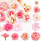 ADERTOS 20 Stück Künstliche Blumen Kunstblumen Köpfe Rosa Seidenblumen Köpfe Deko Kunstblumenköpfe Mini Blütenköpfe Blumenköpfe für Hochzeit Home Basteln Scrapbooking Deko