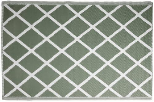 idooka 90cm x 180cm Outdoor Rugs For Patios Waterproof - For Garden & Picnic Blanket - Garden Rugs, Waterproof Large - Mats For Patio, Plastic Outdoor Rug (Green Diamonds)