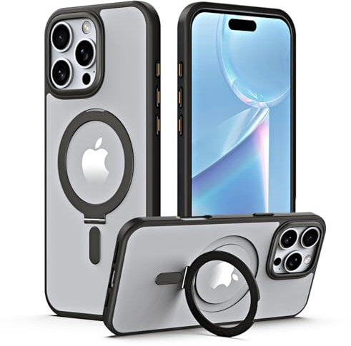 TECHGEAR iPhone 16 Pro Max Stand Case [Fusion Armour Ring] Premium Hybrid Tough Rugged Protective Magnetic Kickstand Case, Compatible with MagSafe Case for iPhone 16 Pro Max 6.9 - Black