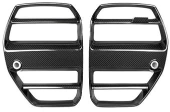 Kühlergrill Auto Vorderen Stoßfänger Nierengrill Real Carbon Fiber Grill Auto Racing Grid Für 3 Serie G80 M3 4 Serie G82 G83 M4 2021 2022 2023 Nieren Kühlergrill(ST Style)