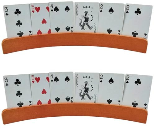 ZKGYUS 2 PCS Porte Cartes, Porte Cartes à Jouer, Porte Cartes en Bois, Support Carte à Jouer, Porte Carte Enfant, Mains Libres, Support de Poker Mains Libres Pour Enfants, Personnes âGéEs