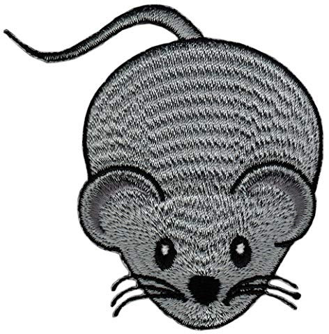 BP BRAUNERT PATCHES - Maus Grau Aufnäher zum aufbügeln oder aufnähen Bügelbild Aufbügler für Kleidung gestickter Bügelpatch Applikation Mäuschen Patch Größe 5,0 x 7,0 cm