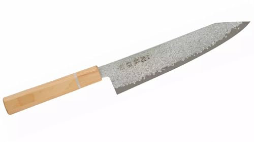 Couteau de Cuisine Japonais Sekiryu Série MOKUZAI, Lame Acier Inoxydable VG-10 Damas 33 Couches, Manche Octogonal en Bois Stratifié Renforcé avec Anneau Bleu en Micarta, HRC 61 (Kiritsuke 21 cm)