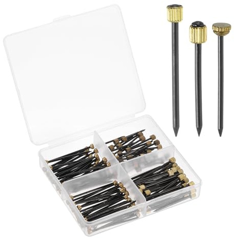 sourcing map 90Pcs Picture Hanging Nails, 3 Sizes Iron Decorative Hangers Reusable Hardware Tool for Hanging Pictures Mirrors Baskets, Gold & Black