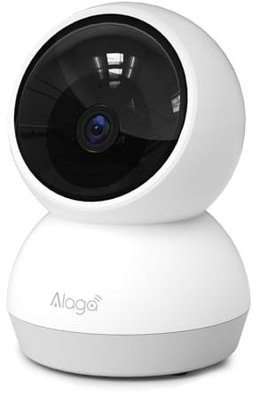 Alaga Security Indoor Cam, 2K Überwachungskamera Innen, WLAN, Schwenkbar, Kameraüberwachung Innen, mit Nachtsicht, 2,4/5GHz WLAN, Alexa & Google kompatibel