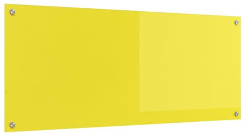 vidaXL Kitchen Backsplash Yellow Acrylic - 120 x 50 cm - Durable Tempered Glass Splashback - Heat Resistant Decorative Kitchen Panel