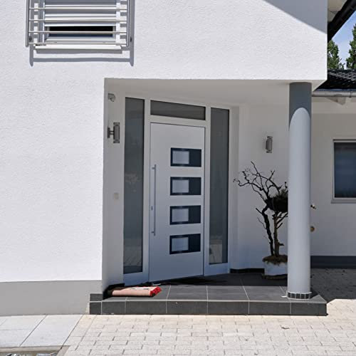 Gecheer Porta Bianca 110x210 cm in Alluminio e PVC, Porta d'ingresso moderna e sicura con blocco a 5 vie e vetri isolanti, P3157067