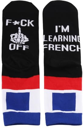 JTOUK French Paris Gift I'M Learning French Socks Gift for Men Women French Flag Inspired Europe Travel Gift