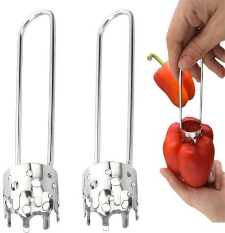 Zwenjuan Jalapeno Pfefferentkerner,2 Stück Entkerner für Paprika,Edelstahl Paprika Entkerner,Chili Entkerner,Küchenhelfer für Obst und Gemüse,für Küche Zuhause Camping