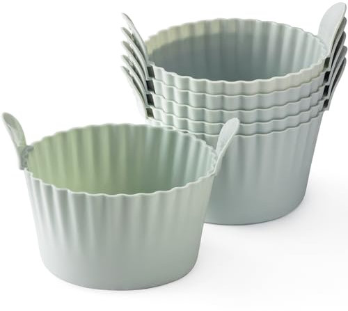 Lamapee 6 Stück Muffinform Airfryer, Silikon Backform für Heißluftfritteuse, Grau
