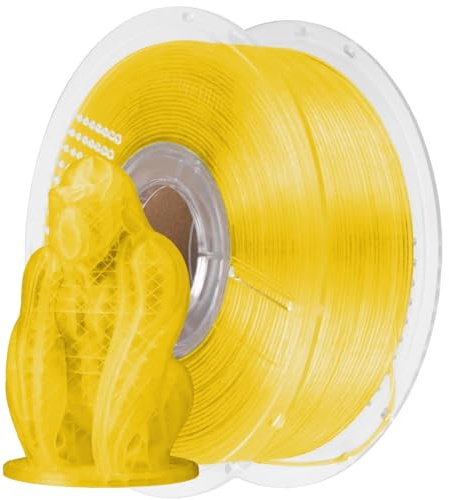 AzureFilm Original PLA Filament für 3D-Drucker, 1,75 mm, 1 kg Spule, einfach zu drucken, hohe Präzision, glatte Oberfläche, ideal für Prototypen (transparentes Gelb, 1 kg)