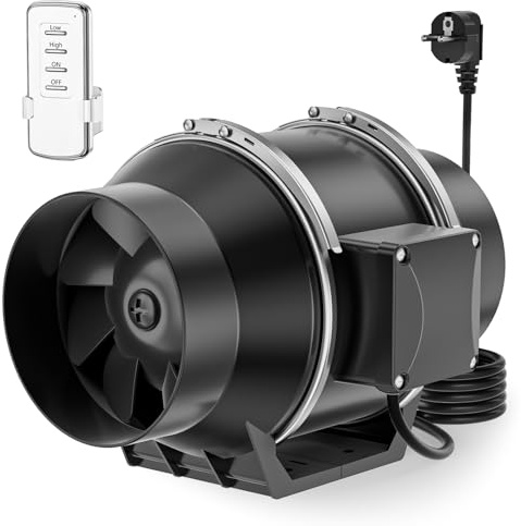 HG Power Extractor de Aire 75 mm con Control de 2 Velocidades, Ventilador Extractor Inline 220 m³/h, VMC Compacta IP44 para Baño, Cocina, Grow Tent, Invernadero