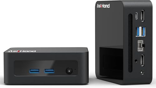 AskHand Mini-PC i5 12450H 4,40 GHz 8C/12T, Doppelkanal 16 GB RAM 256 GB SSD, Windows 11 Pro, WiFi, BT5.2, 3 x USB3.0, USB2.0, HDMI*2, USB-C, 4K@60Hz 3-Simultan-Bildschirm, Minicomputer
