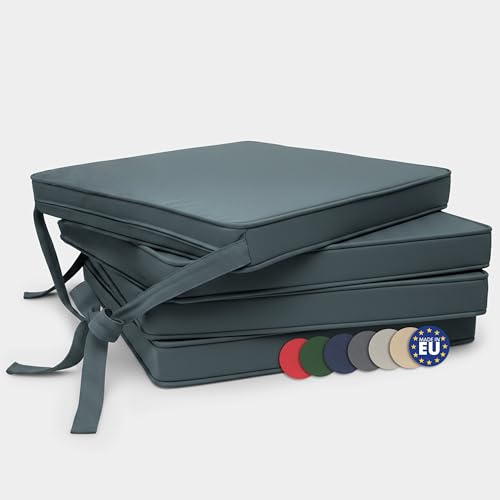Beautissu 4er Set Stuhlkissen mit Bändern rutschfest Sitzkissen für Stühle | 45x40cm Taubenblau Stuhlpolster Sitzpolster mit Befestigungsbändern Sitzauflage Polsterauflage Esszimmerstuhl Kissen Loft SK