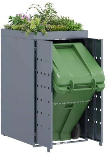 Abri pour Poubelle, Cache Poubelle Boîte de Rangement à Poubelles Extérieur avec Toit de jardinière pour bac Unique de 240L