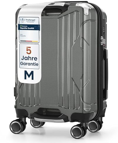 4FLY Aluminium-Rahmen Hartschalen-Handgepäckkoffer Ultraleicht M – 56×38×23 cm (39L) - TSA-Schloss, USB-A/C Ladeanschluss, 4 Spinner-Rollen & Aluminium Teleskopgriff, Erfüllt Airline Vorgaben