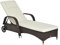 Outsunny Sonnenliege Polyrattan Gartenliege mit 5-Fach Verstellbarer Rücklehne, Polsterauflage, Rollen, Kissen, 160 kg belastbar Relaxliege Liegestuhl für Garten, 200x73x30-103cm, Kaffeebraun