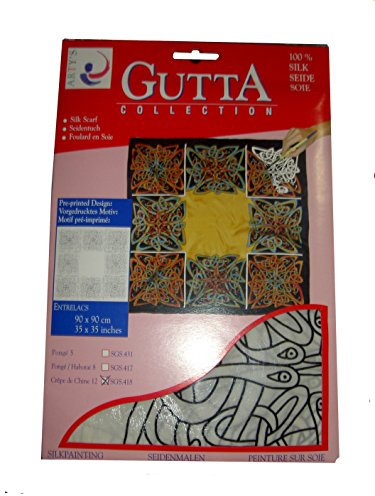ARTY'S GUTTA COLLECTION - Motiv: Entrelacs - Crepe de Chine 12, ca. 90x90cm, rollierte Ränder (Gutta schwarz)