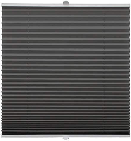Plissee auf Maß für alle Fenster Montage Glasleiste Blickdicht mit Spannschuh Sonnenschutzrollo Dunkelgrau Breite: 101-110 cm, Höhe: 40-100 cm