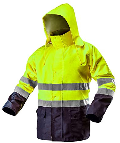 Neo Tools Warnschutzjacke mit Reflektionsstreifen EN ISO 20471 Warnjacke orange Neon gelb Arbeitsjacke Warnschutz Sicherheitsjacke M Neongelb