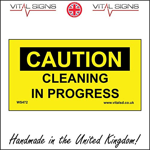 WS472 Warning Sign Caution Cleaning in Progress Signs 200mm x 100mm Magnetic - Vehicle Grade