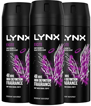 3 x Lynx Deodorant Body Spray150ml - Excite