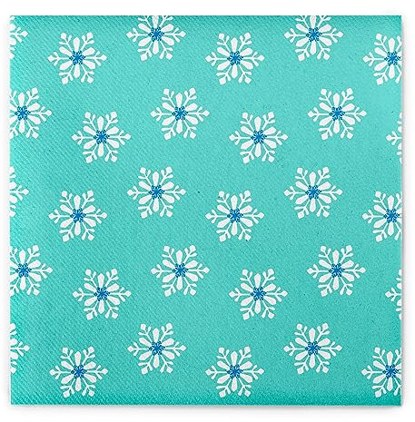 Sovie HOME Serviette Snowflakes Türkis-Blau aus Linclass® Airlaid, Einweg Weihnachtsserviette Wintermotiv, Advent X-Mas Weihnachten Weihnachtsfeier, 40 x 40 cm, 12 Stück