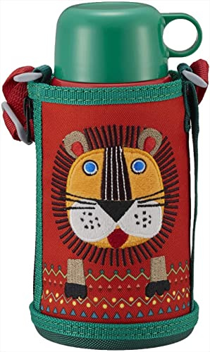 Tiger Water Bottle, 20.3 fl oz (600 ml), Direct Drinking Cup, 2-Way Stainless Steel Bottle with Pouch, Sahara Korobkuru Lion MBR-C06GRN