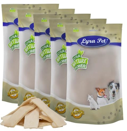 Lyra Pet® 5 kg Kauchips aus Büffelhaut | Naturbelassener Kausnack zahnreinigend | Langer Kaugenuss | Proteinhaltiges Leckerli für alle Hunde | Fettarmes Hundefutter | Nährstoffreich