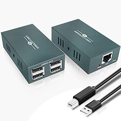 USB 2.0 Extender, Extender USB over Ethernet Cat 5e/6/7 trasmissione 50 m/165 ft, USB Lan Extender UTP, Estensore USB Rj45 supporto Windows/MacOS/Linux ecc.