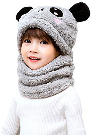Cicilin Enfant Bonnet Bébé Peluche Cagoule Calotte Automne Hiver Filles Garçons Châles Capot Capuche Chaud Chapeau Bonnet Cache Cou Enfant Cagoule Hat