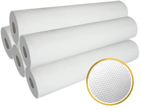 DSTOCK60-5 ROULEAUX DE DRAP EXAMEN GAUFRÉ - PURE OUATE BLANCHE - 70 X 35 CM
