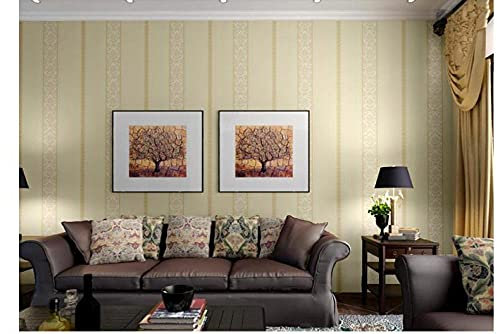 ZZDXL Papier Peint Rayures Verticales Jaune Clair Papier Peint Intissé 3D Papier Peint Chambre Enfant Moderne,Classique,Opulent Décoration Murale Pour Chambre À Coucher, Salon Ou Cuisine 10, X 0,53M