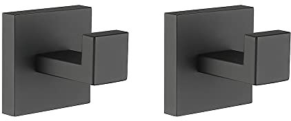 ﻿Wall Hooks Towel Hooks Towel Holder Robe Hook Bathroom Hooks Black Heavy Duty Door Hanger SUS 304 Stainless Steel Matt Black 2 Pack COUOBO