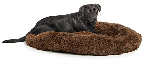 Wallace & Jones | Plüschbett Sarnia - L | Hundebett, Liegekissen | ca. 100 x 100 x 25 cm | Braun