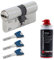 ToniTec Set aus ABUS Schließzylinder EC880 inkl. 3 Schlüssel modular verschiedenschließend Doppelzylinder 30/40|Türzylinder Sicherheitsschloss mit Sicherungskarte und ToniTec Pflegespray