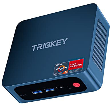 TRIGKEY Mini PC Ryzen 5 5560U 6C/12T AMD Mini-PC OS Pro Con 8G DDR4 500GB M.2 NVME SSD S5 Mini Computer, OS Mini Gaming PC, Dual 4K 60Hz Triplo display USB 3.2 WIFI 6 USB-C