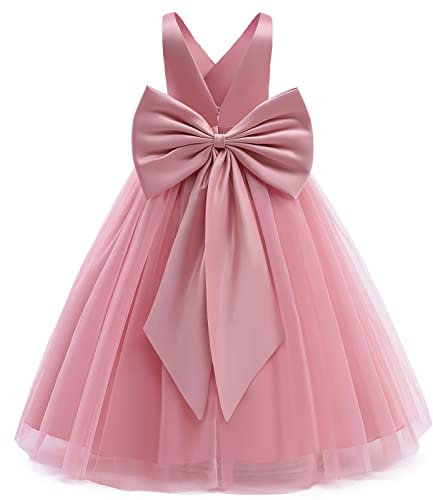 TTYAOVO Filles Fleur Robe Mariage Fête Princesse Long Balle Robe Taille(140) 8-9 Ans 784 Rose-c