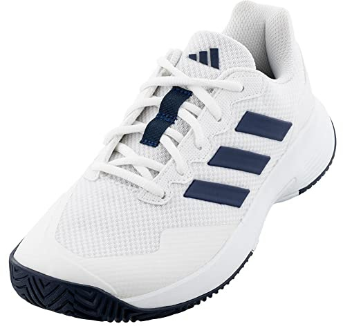 adidas Men's Gamecourt M Sneaker, White/Team Navy Blue/White, 9 UK